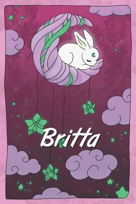 [20269] ~Read^ @Online% Britta: personalized notebook sleeping bunny on the moon with stars softcover 120 pages blank useful as notebook, dream diary, scrapbook, journal or gift idea - Jenny Illus ~P.D.F@